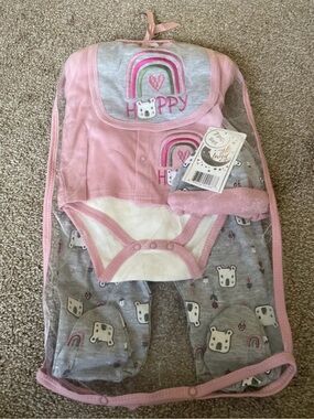 Pink Rainbow "Happy" Baby Seven-Piece Set